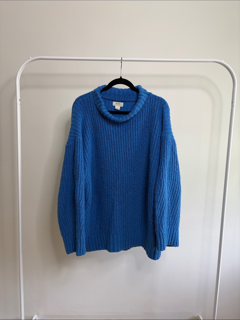 Maeve by Anthropologie Bright Blue Turtleneck Chunky Knit Sweater